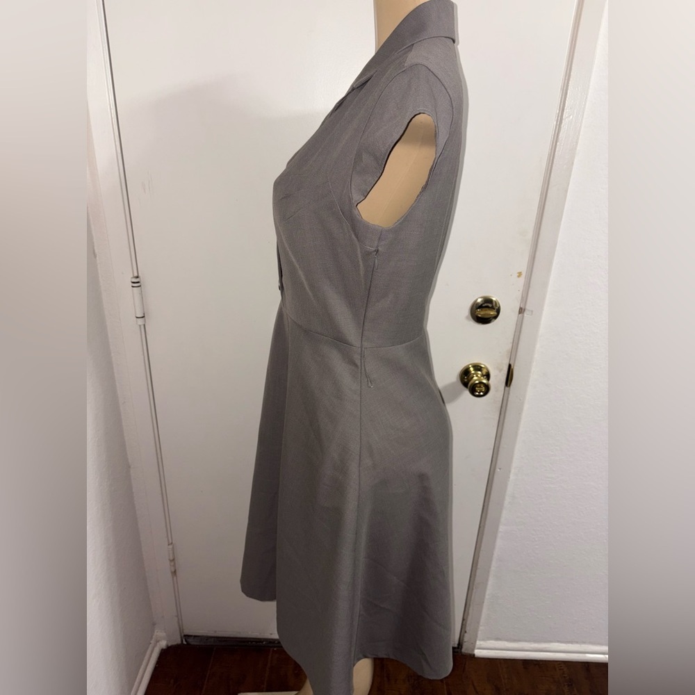 Calvin Klein Business Office Gray Fit And Flare Dress Gray Lined Size 12 - Picture 3 of 5